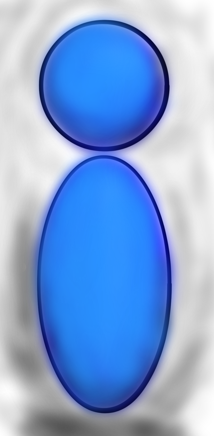 Early glossy blue chat-style mascot, the starting point