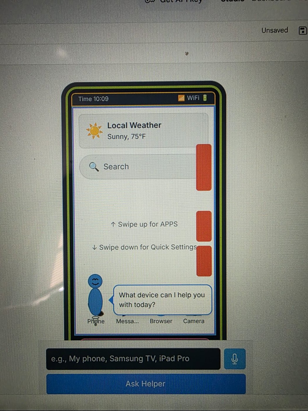 The built version of the ADIN home screen closely matching the wireframe